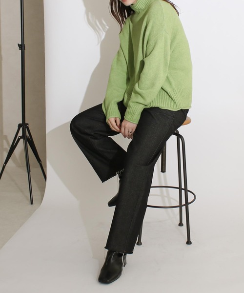 Social GIRL（ソーシャルガール）の「ハイネックロール ウォッシャブルニット プルオーバー（ニット/セーター・レディース・グリーン/ピンク/ブラック/ブルー/グレー・FREE）」の9枚目の写真