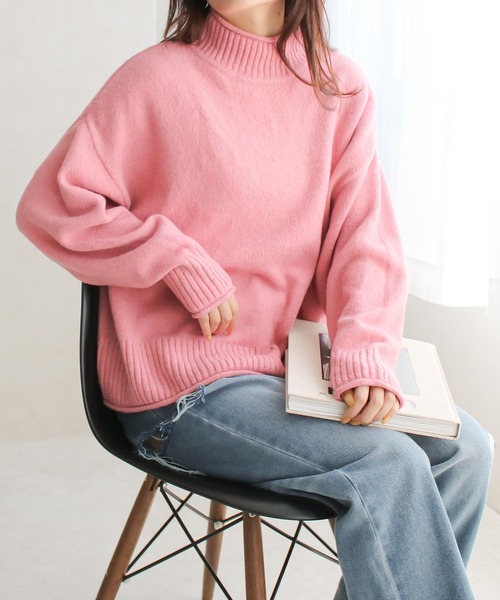 ハイネックロール ウォッシャブルニット プルオーバー（ニット