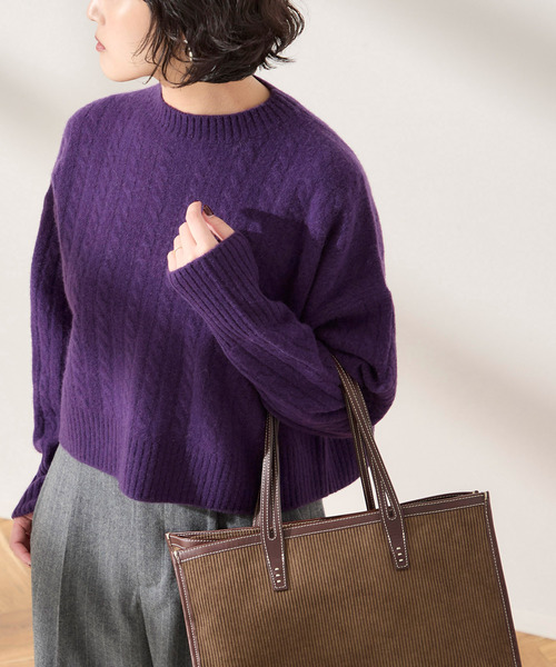 journal standard L'essage(ジャーナルスタンダードレサージュ)の「ケーブルショートプルオーバー(ニット/セーター・レディース・グレー/ブルー系その他/パープル・FREE)」の3枚目の写真