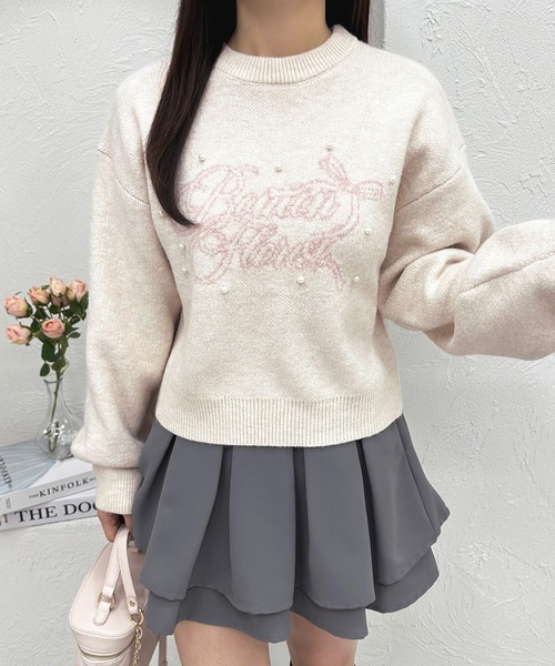 apres jour(アプレジュール)の「ジャガードパールニット【ZOZOTOWN限定アイテム】(ニット/セーター・レディース・ブラック/ベビーピンク/ホワイト/ライトグレー・フリー/X-LARGE)」の6枚目の写真