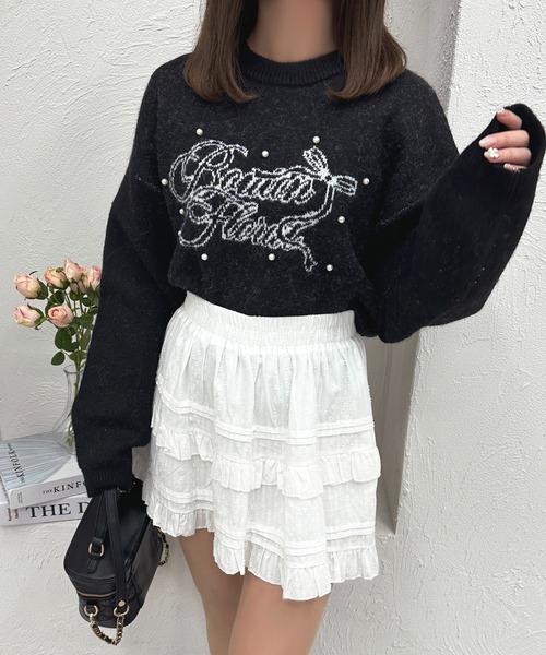 apres jour(アプレジュール)の「ジャガードパールニット【ZOZOTOWN限定アイテム】(ニット/セーター・レディース・ブラック/ベビーピンク/ホワイト/ライトグレー・フリー/X-LARGE)」の16枚目の写真