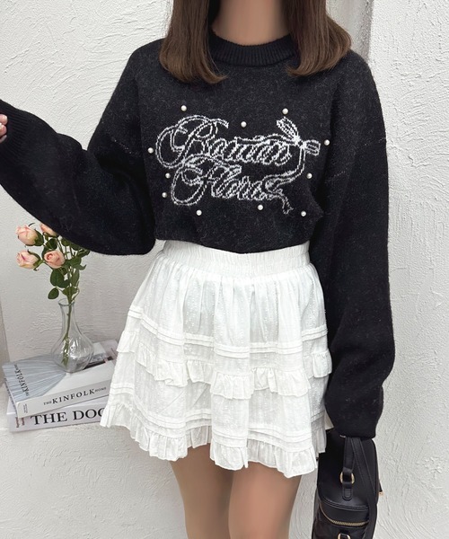 apres jour(アプレジュール)の「ジャガードパールニット【ZOZOTOWN限定アイテム】(ニット/セーター・レディース・ブラック/ベビーピンク/ホワイト/ライトグレー・フリー/X-LARGE)」の13枚目の写真