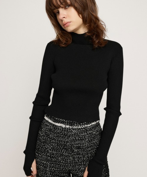 SLY(スライ)の「BASIC HG KNIT TOPS ベーシック ハイゲージ ニット トップス(ニット/セーター・レディース・ブルー/オフホワイト/ブラック/オレンジ/ダークグレー・FREE)」の3枚目の写真