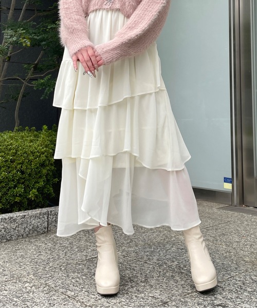 one way(ワンウェイ)の「ティアードイレヘムスカート(スカート・レディース・ホワイト/ベージュ系その他/ブラック/グレー/ホワイト系その他・FREE)」の2枚目の写真
