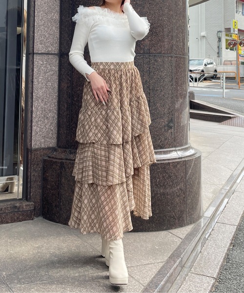 one way(ワンウェイ)の「ティアードイレヘムスカート(スカート・レディース・ホワイト/ベージュ系その他/ブラック/グレー/ホワイト系その他・FREE)」の7枚目の写真