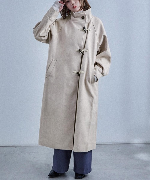 Fashion Letter(ファッションレター)の「スタンドカラー ロングシャギー ダッフルコート(ダッフルコート・レディース・アイボリー/ブラウン/チャコールグレー/ブラック・M)」の1枚目の写真