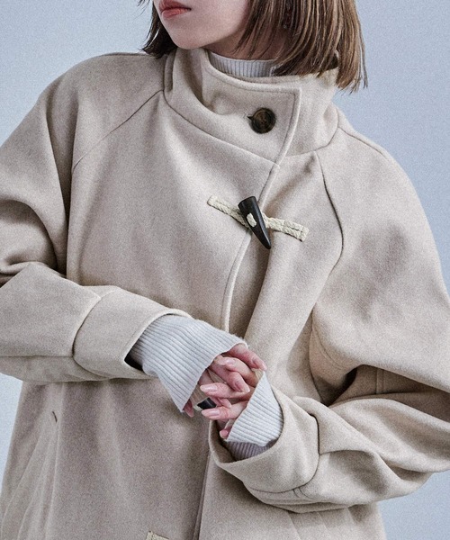 Fashion Letter(ファッションレター)の「スタンドカラー ロングシャギー ダッフルコート(ダッフルコート・レディース・アイボリー/ブラウン/チャコールグレー/ブラック・M)」の9枚目の写真