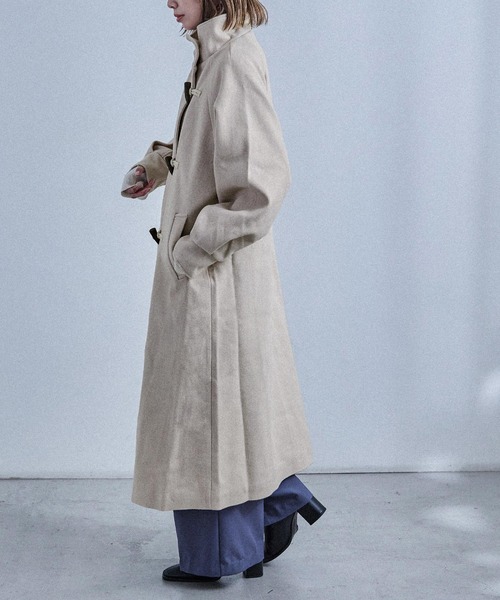 Fashion Letter(ファッションレター)の「スタンドカラー ロングシャギー ダッフルコート(ダッフルコート・レディース・アイボリー/ブラウン/チャコールグレー/ブラック・M)」の7枚目の写真