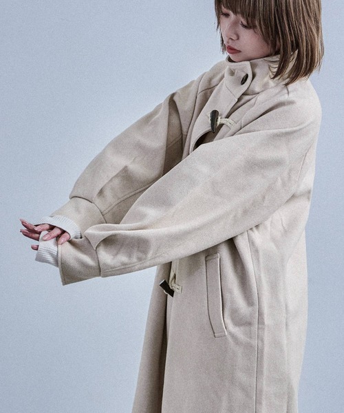 Fashion Letter(ファッションレター)の「スタンドカラー ロングシャギー ダッフルコート(ダッフルコート・レディース・アイボリー/ブラウン/チャコールグレー/ブラック・M)」の6枚目の写真