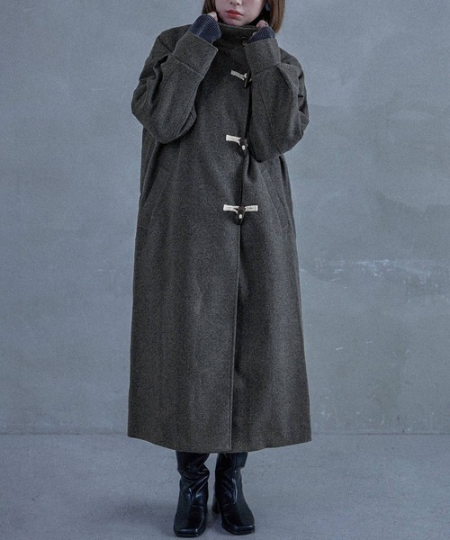 Fashion Letter(ファッションレター)の「スタンドカラー ロングシャギー ダッフルコート(ダッフルコート・レディース・アイボリー/ブラウン/チャコールグレー/ブラック・M)」の16枚目の写真