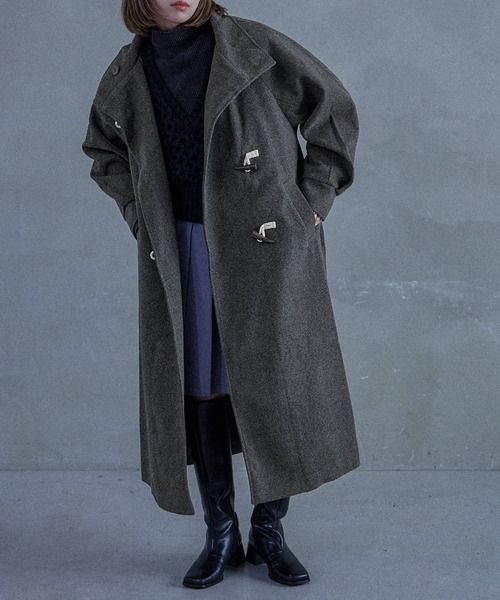 Fashion Letter(ファッションレター)の「スタンドカラー ロングシャギー ダッフルコート(ダッフルコート・レディース・アイボリー/ブラウン/チャコールグレー/ブラック・M)」の12枚目の写真