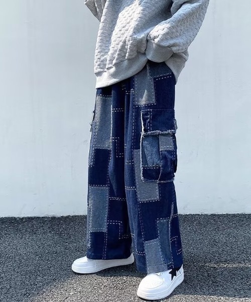 【セール】パッチワークワイドデニムパンツ（デニムパンツ）｜link lot（リンクロット）