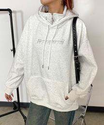 シルバーロゴ裏起毛ビッグパーカー