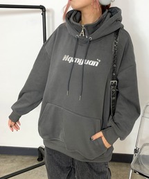 シルバーロゴ裏起毛ビッグパーカー