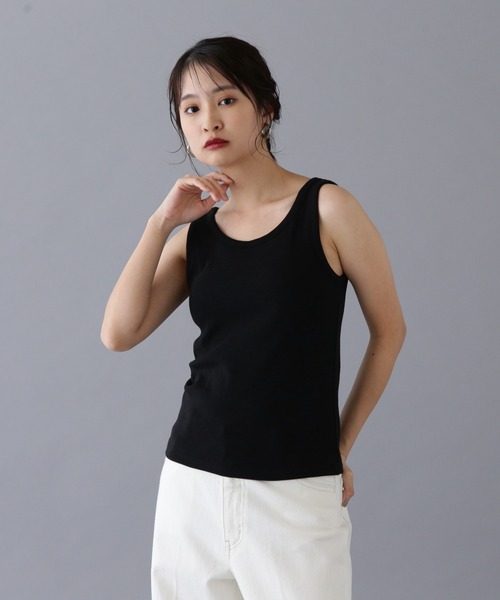 N.（N. Natural Beauty Basic）（エヌエヌナチュラルビューティーベーシック）の「カップツキテレコタンクトップ（タンクトップ・レディース・ブラック/オフホワイト/ブラウン・MEDIUM）」の13枚目の写真