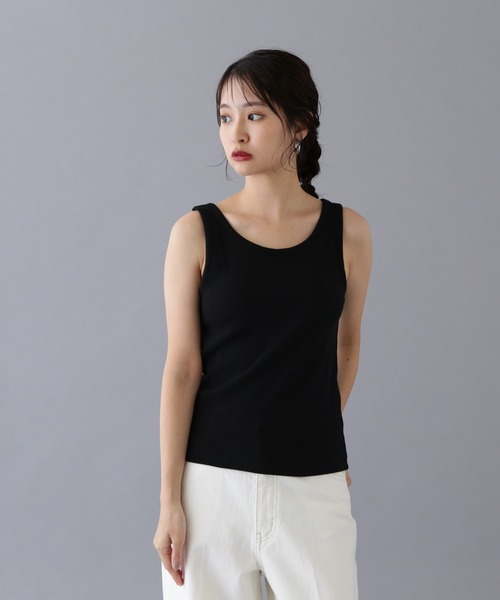 N.（N. Natural Beauty Basic）（エヌエヌナチュラルビューティーベーシック）の「カップツキテレコタンクトップ（タンクトップ・レディース・ブラック/オフホワイト/ブラウン・MEDIUM）」の14枚目の写真