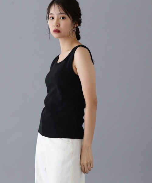 N.（N. Natural Beauty Basic）（エヌエヌナチュラルビューティーベーシック）の「カップツキテレコタンクトップ（タンクトップ・レディース・ブラック/オフホワイト/ブラウン・MEDIUM）」の15枚目の写真
