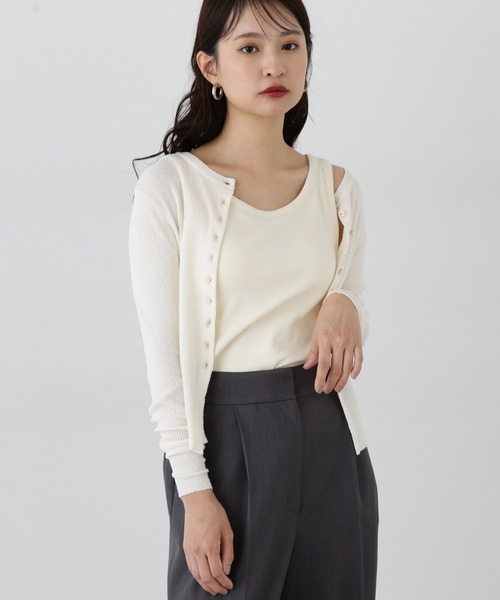 N.（N. Natural Beauty Basic）（エヌエヌナチュラルビューティーベーシック）の「カップツキテレコタンクトップ（タンクトップ・レディース・ブラック/オフホワイト/ブラウン・MEDIUM）」の22枚目の写真