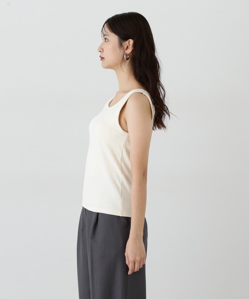 N.（N. Natural Beauty Basic）（エヌエヌナチュラルビューティーベーシック）の「カップツキテレコタンクトップ（タンクトップ・レディース・ブラック/オフホワイト/ブラウン・MEDIUM）」の8枚目の写真