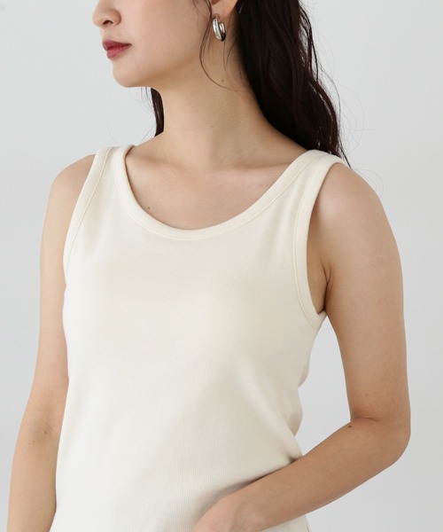 N.（N. Natural Beauty Basic）（エヌエヌナチュラルビューティーベーシック）の「カップツキテレコタンクトップ（タンクトップ・レディース・ブラック/オフホワイト/ブラウン・MEDIUM）」の10枚目の写真