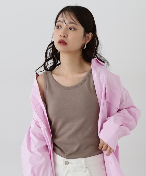 N.（N. Natural Beauty Basic）（エヌエヌナチュラルビューティーベーシック）の「カップツキテレコタンクトップ（タンクトップ・レディース・ブラック/オフホワイト/ブラウン・MEDIUM）」の16枚目の写真