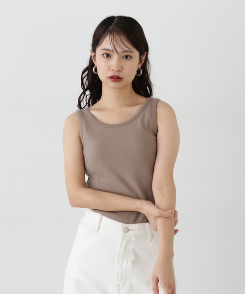 N.（N. Natural Beauty Basic）（エヌエヌナチュラルビューティーベーシック）の「カップツキテレコタンクトップ（タンクトップ・レディース・ブラック/オフホワイト/ブラウン・MEDIUM）」の17枚目の写真