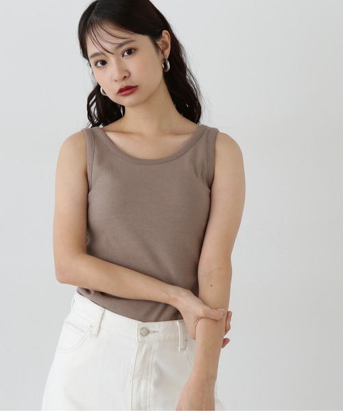 N.（N. Natural Beauty Basic）（エヌエヌナチュラルビューティーベーシック）の「カップツキテレコタンクトップ（タンクトップ・レディース・ブラック/オフホワイト/ブラウン・MEDIUM）」の18枚目の写真