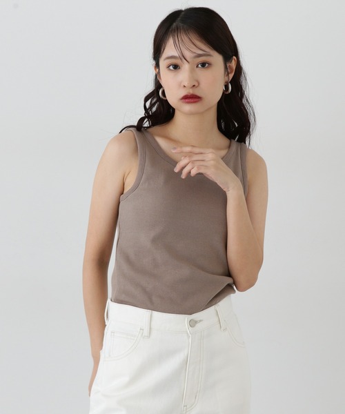 N.（N. Natural Beauty Basic）（エヌエヌナチュラルビューティーベーシック）の「カップツキテレコタンクトップ（タンクトップ・レディース・ブラック/オフホワイト/ブラウン・MEDIUM）」の19枚目の写真