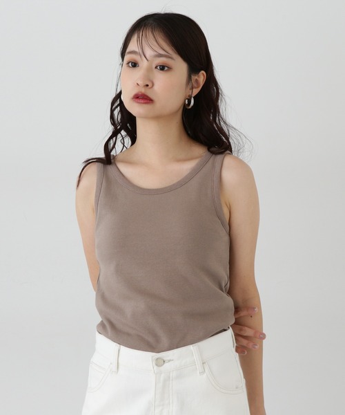 N.（N. Natural Beauty Basic）（エヌエヌナチュラルビューティーベーシック）の「カップツキテレコタンクトップ（タンクトップ・レディース・ブラック/オフホワイト/ブラウン・MEDIUM）」の20枚目の写真