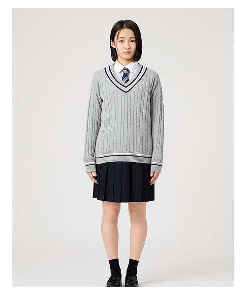 セーター ケーブル ライン入り 綿 7G 制服 学生服 中学 高校 スクール