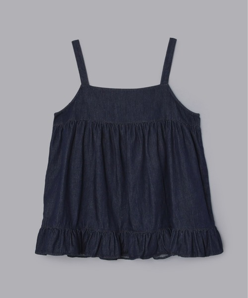 Olu.（オルドット）の「ギャザーフレアバックリボンデニムトップス[セットアップ可能]（Tシャツ/カットソー・レディース・ブラック/インディゴブルー・FREE）」の14枚目の写真