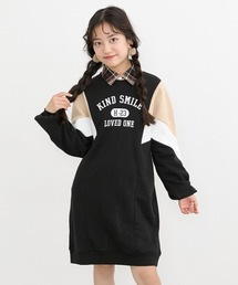 QUNTSTYLE | あったか裏起毛切替配色ワンピース（女の子）(ワンピース)