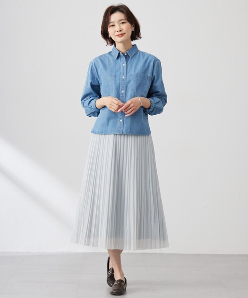 J.PRESS Ladies（J.プレス レディス）の「【洗える】オーガンジートリコット プリーツ スカート（スカート・レディース・ブラウン系/サックスブルー系/ライトグレー系・S/XS/XXS）」の10枚目の写真