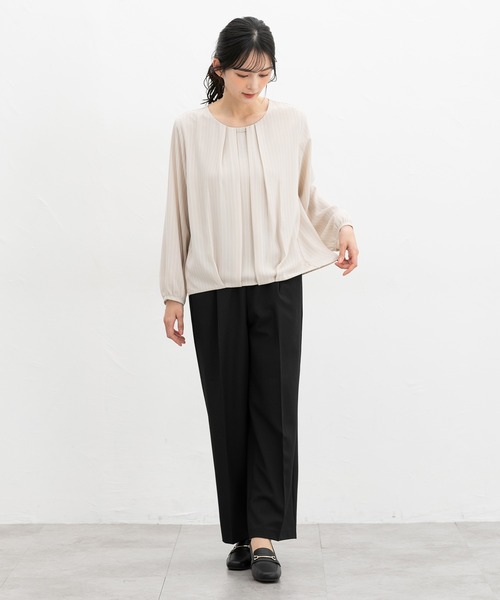 Honeys（ハニーズ）の「【ストレッチ・ウォッシャブル・イージーケア】美ージーストレート（股下６５ｃｍ）（スラックス・レディース・ブラック/ネイビー/ダークベージュ/ライトグレー/ライトグリーン・S/M/LL/L/3L）」の6枚目の写真