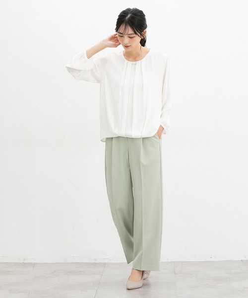 Honeys（ハニーズ）の「【ストレッチ・ウォッシャブル・イージーケア】美ージーストレート（股下６５ｃｍ）（スラックス・レディース・ブラック/ネイビー/ダークベージュ/ライトグレー/ライトグリーン・S/M/LL/L/3L）」の10枚目の写真