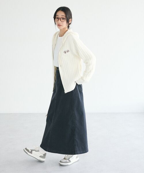 CRAFT STANDARD BOUTIQUE（クラフトスタンダードブティック）の「アニマル刺繍ニットZIPパーカー（パーカー・レディース・ベージュ/アイボリー/チャコールグレー・FREE）」の10枚目の写真