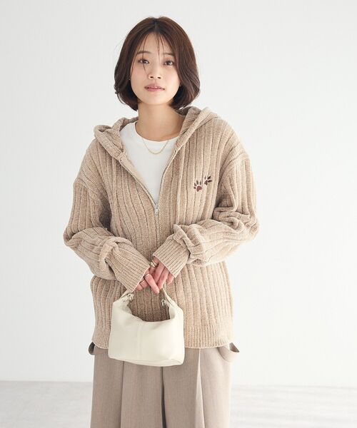 CRAFT STANDARD BOUTIQUE（クラフトスタンダードブティック）の「アニマル刺繍ニットZIPパーカー（パーカー・レディース・ベージュ/アイボリー/チャコールグレー・FREE）」の20枚目の写真