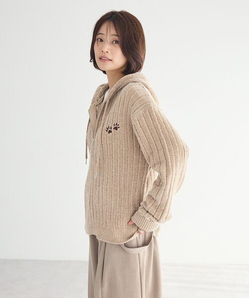 CRAFT STANDARD BOUTIQUE（クラフトスタンダードブティック）の「アニマル刺繍ニットZIPパーカー（パーカー・レディース・ベージュ/アイボリー/チャコールグレー・FREE）」の21枚目の写真