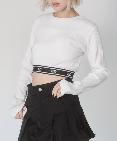 ENVYM（アンビー）の「ジャガードロゴロンT（Tシャツ/カットソー・レディース・ブラック/ホワイト/ブルー・FREE）」の2枚目の写真