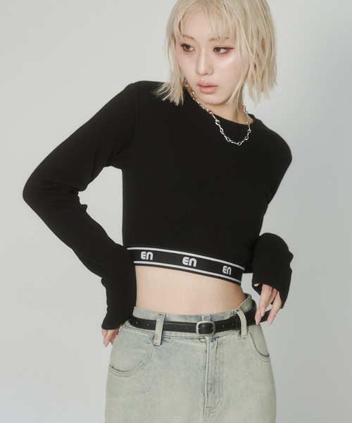 ENVYM（アンビー）の「ジャガードロゴロンT（Tシャツ/カットソー・レディース・ブラック/ホワイト/ブルー・FREE）」の3枚目の写真