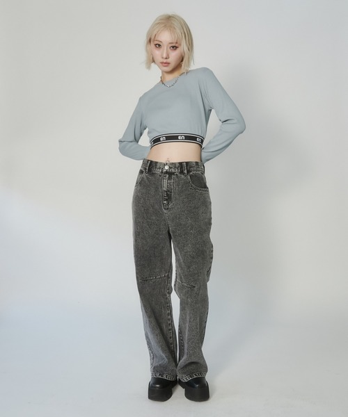 ENVYM（アンビー）の「ジャガードロゴロンT（Tシャツ/カットソー・レディース・ブラック/ホワイト/ブルー・FREE）」の21枚目の写真