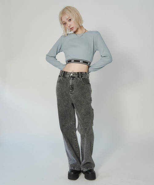 ENVYM（アンビー）の「ジャガードロゴロンT（Tシャツ/カットソー・レディース・ブラック/ホワイト/ブルー・FREE）」の22枚目の写真