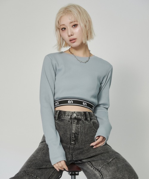 ENVYM（アンビー）の「ジャガードロゴロンT（Tシャツ/カットソー・レディース・ブラック/ホワイト/ブルー・FREE）」の7枚目の写真