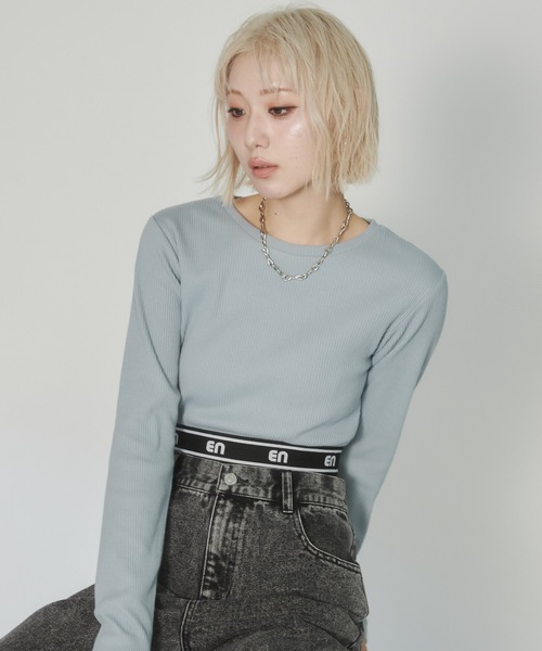 ENVYM（アンビー）の「ジャガードロゴロンT（Tシャツ/カットソー・レディース・ブラック/ホワイト/ブルー・FREE）」の10枚目の写真