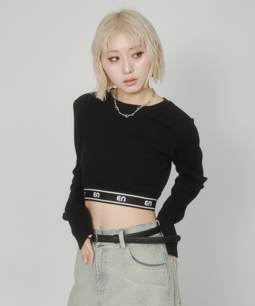 ENVYM（アンビー）の「ジャガードロゴロンT（Tシャツ/カットソー・レディース・ブラック/ホワイト/ブルー・FREE）」の14枚目の写真