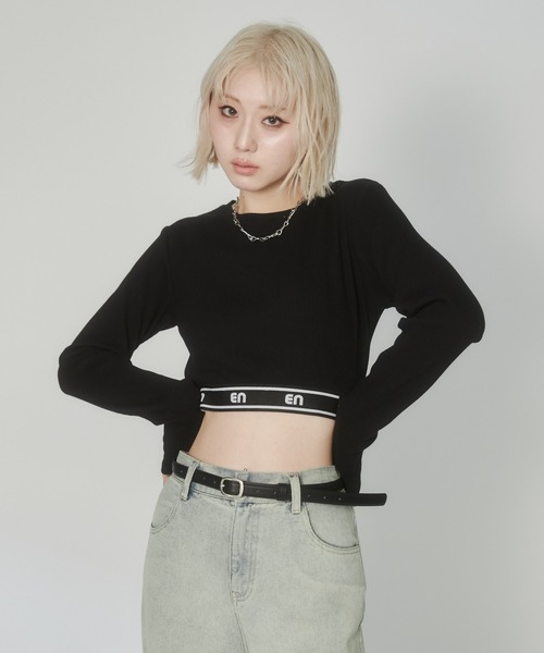 ENVYM（アンビー）の「ジャガードロゴロンT（Tシャツ/カットソー・レディース・ブラック/ホワイト/ブルー・FREE）」の16枚目の写真