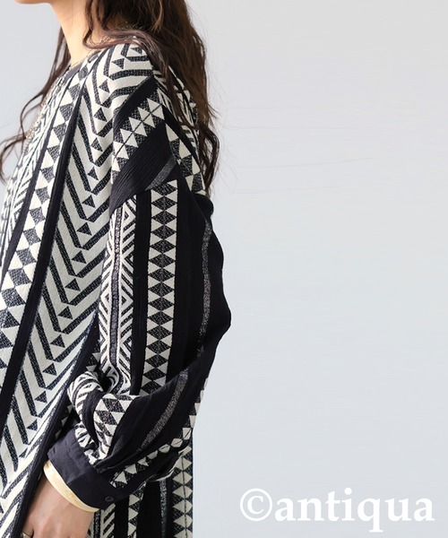 antiqua（アンティカ）の「インド綿シャツワンピース（シャツワンピース・レディース・ブラック/ベージュ・P/R）」の4枚目の写真