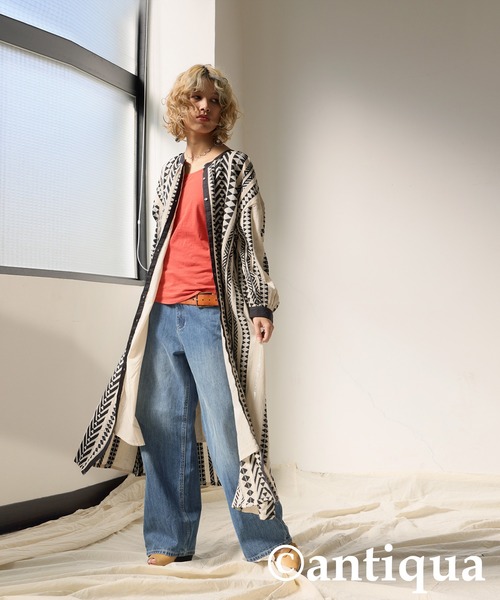 antiqua（アンティカ）の「インド綿シャツワンピース（シャツワンピース・レディース・ブラック/ベージュ・P/R）」の13枚目の写真