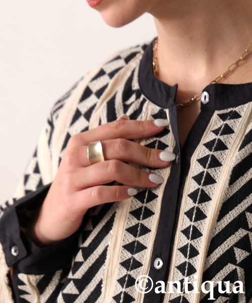 antiqua（アンティカ）の「インド綿シャツワンピース（シャツワンピース・レディース・ブラック/ベージュ・P/R）」の15枚目の写真