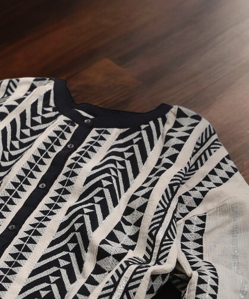 antiqua（アンティカ）の「インド綿シャツワンピース（シャツワンピース・レディース・ブラック/ベージュ・P/R）」の19枚目の写真